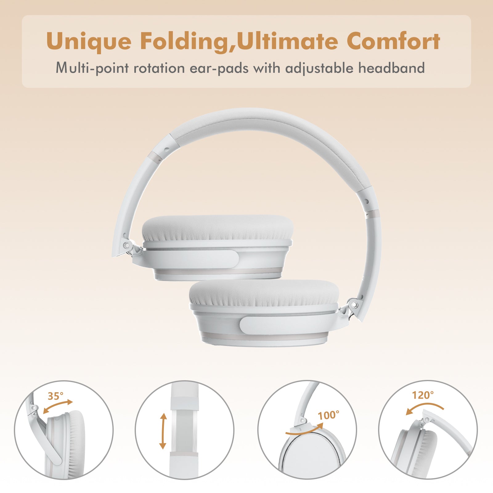 NC25 Active Noise Cancelling Headphones Bluetooth 5.3,ANC Stereo Headset Over-Ear with Hi-Fi,Mic,50H Playtime,Voice Assistant,Low Latency Game Mode