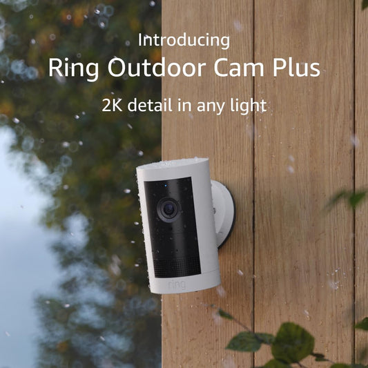 Elevate Your Security with Outdoor Cam Plus: 2K Battery-Powered Camera with Stunning Full-Color Night Vision & Flexible Mounting Options - Sleek White Design