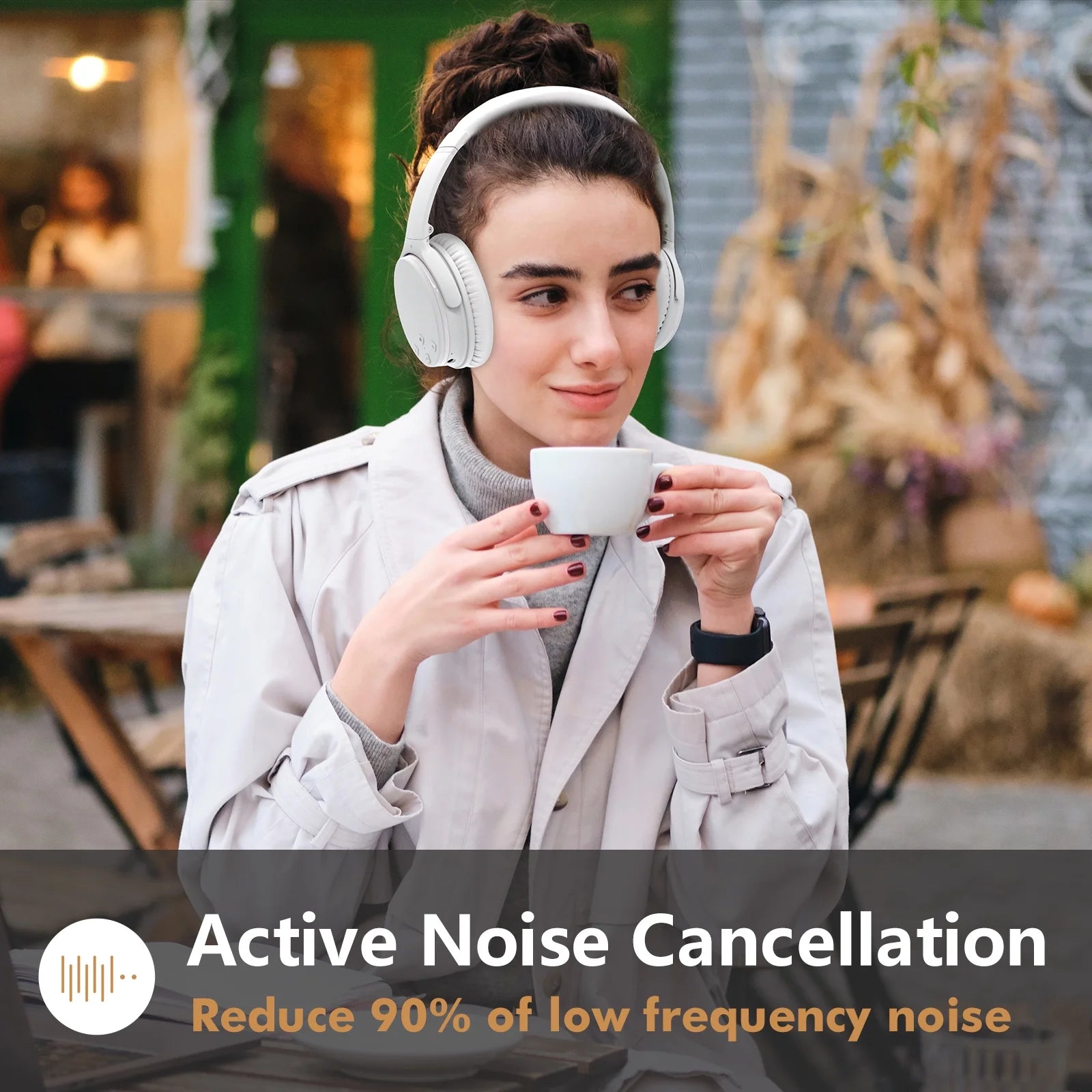 NC25 Active Noise Cancelling Headphones Bluetooth 5.3,ANC Stereo Headset Over-Ear with Hi-Fi,Mic,50H Playtime,Voice Assistant,Low Latency Game Mode